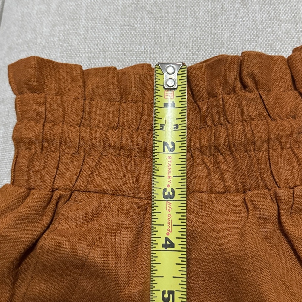 a new day Brand Linen blend PaperBag High Waisted Shorts-Sz M-Rusty Orange/Brown - Picture 6 of 12